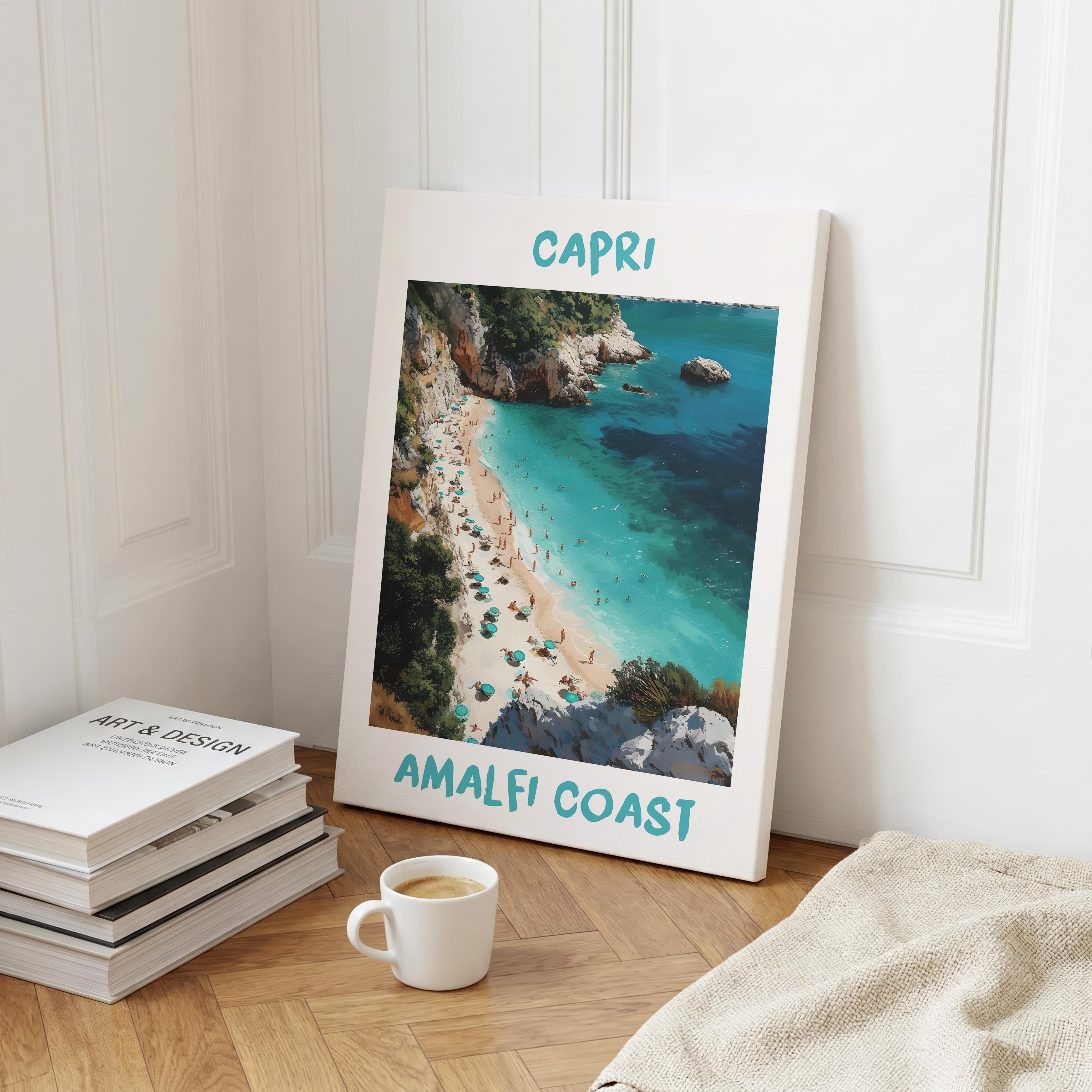 Capri Amalfi Coast World Travel Art - Framed Canvas Wall Art Print