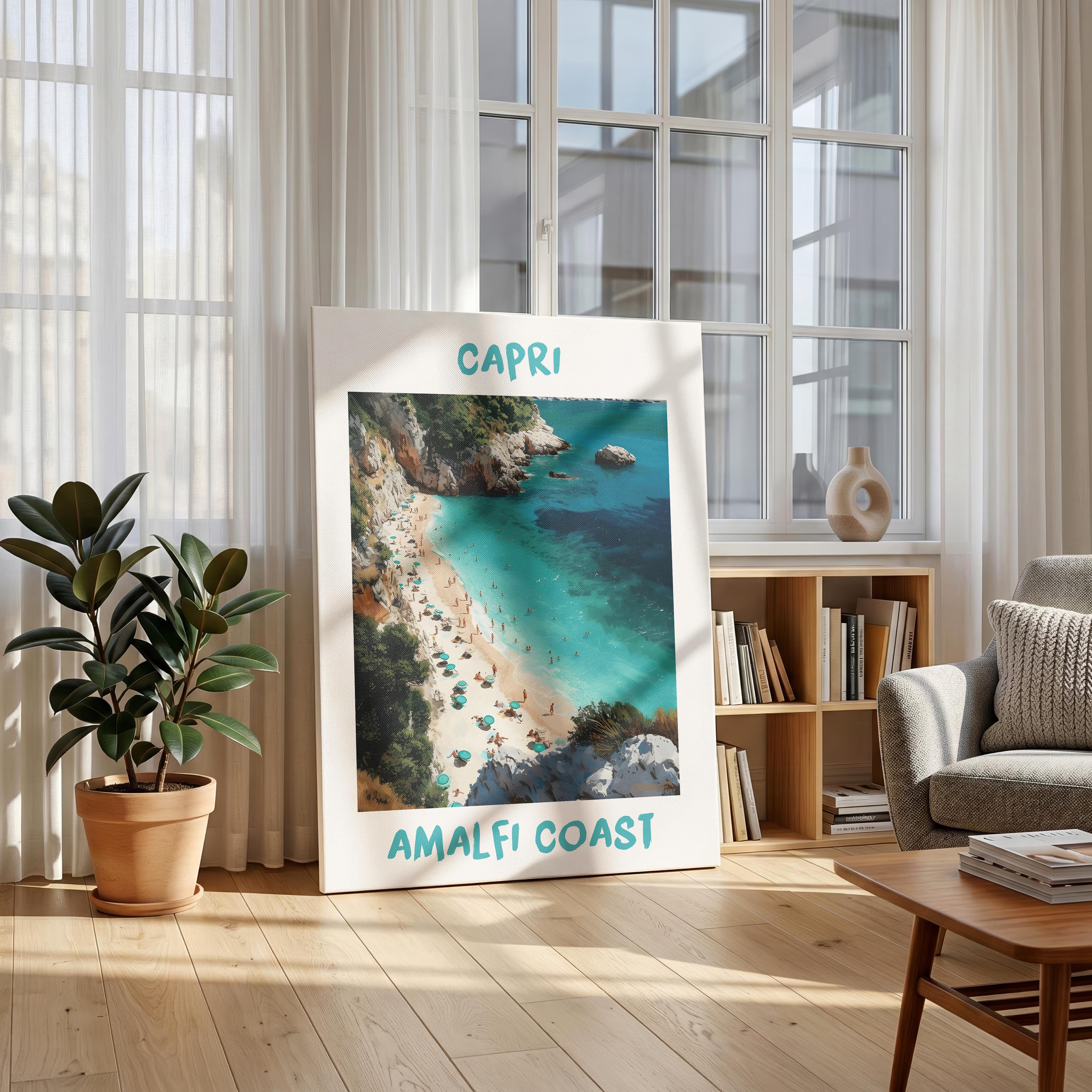 Capri Amalfi Coast World Travel Art - Framed Canvas Wall Art Print