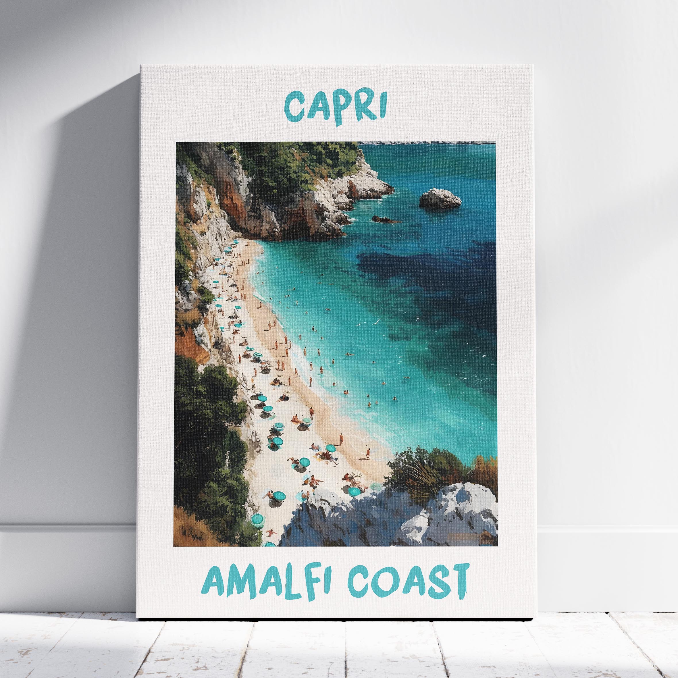 Capri Amalfi Coast World Travel Art - Framed Canvas Wall Art Print
