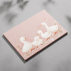 Charming Ducks in Pink Bloom - Framed Canvas Wall Art Print | House Prints
