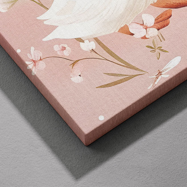 Charming Ducks in Pink Bloom - Framed Canvas Wall Art Print | House Prints