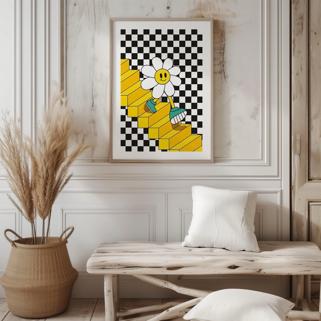 Checkerboard Daisy Down the Stairs - Rolled Poster Wall Art Print
