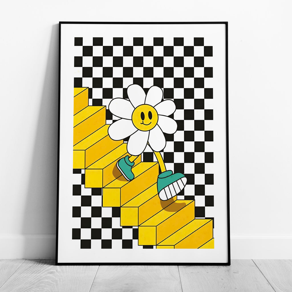 Checkerboard Daisy Down the Stairs - Rolled Poster Wall Art Print
