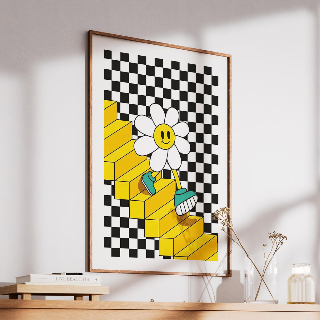 Checkerboard Daisy Down the Stairs - Rolled Poster Wall Art Print