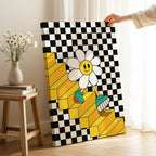 Checkerboard Daisy Down the Stairs - Framed Canvas Wall Art Print | House Prints