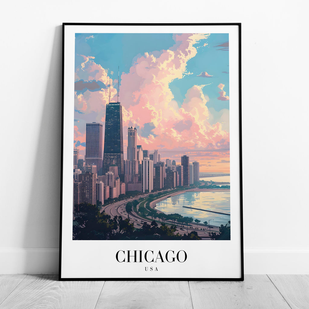 Chicago USA World City Travel Art - Rolled Poster Wall Art Print