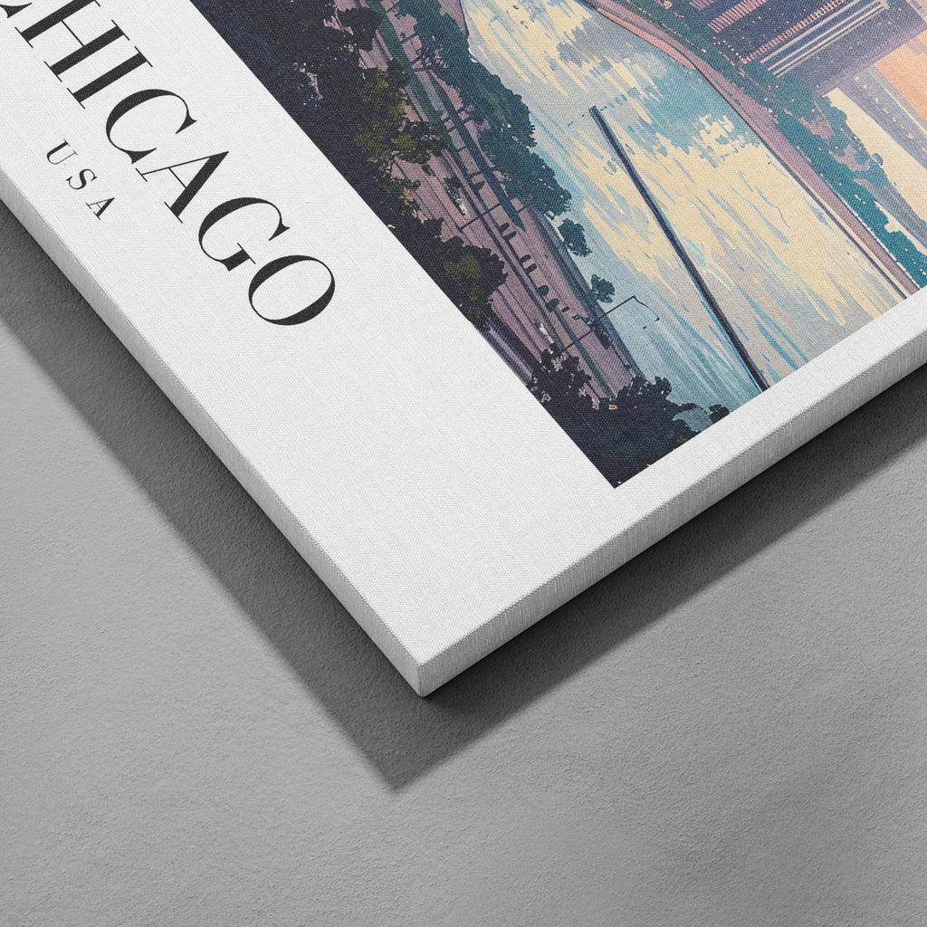 Chicago USA World City Travel Art - Framed Canvas Wall Art Print