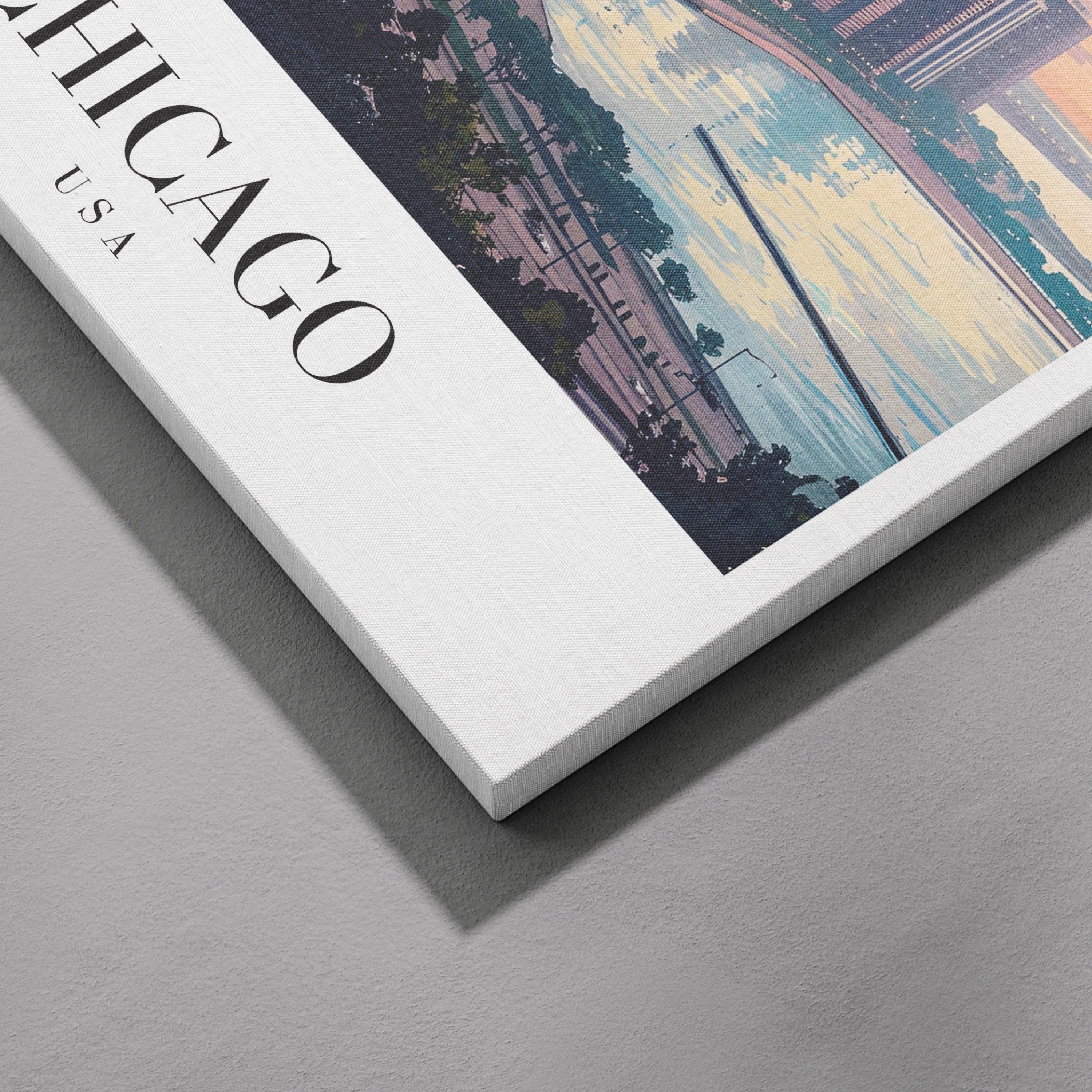 Chicago USA World City Travel Art - Framed Canvas Wall Art Print