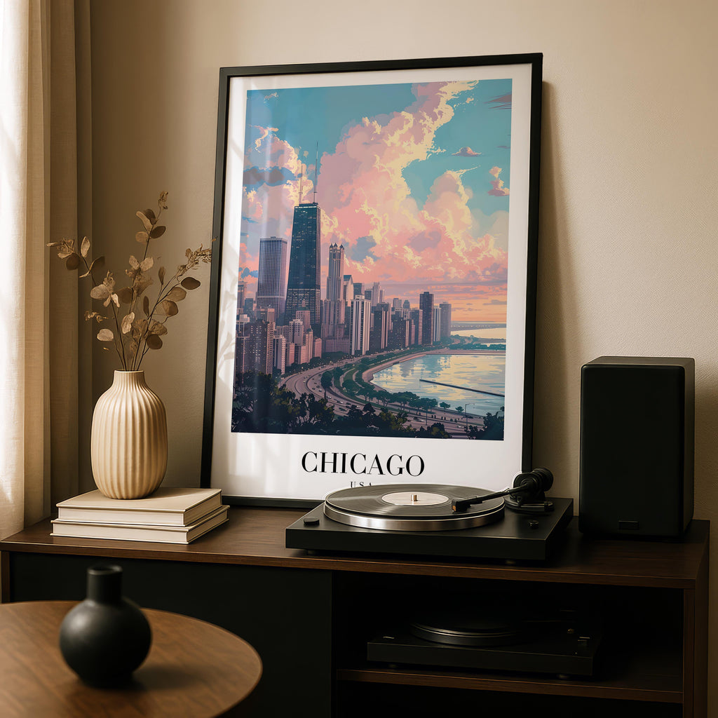 Chicago USA World City Travel Art - Rolled Poster Wall Art Print