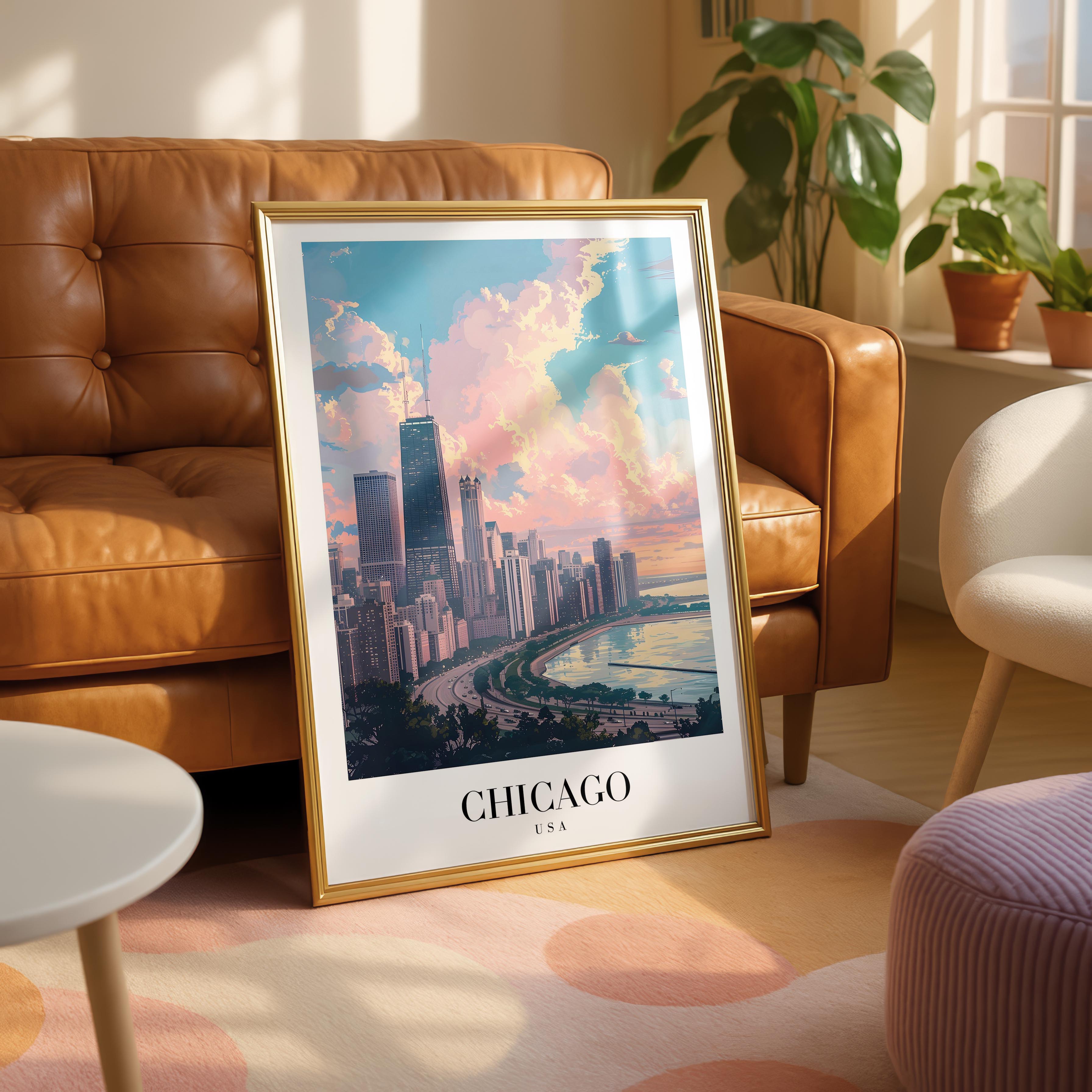 Chicago USA World City Travel Art - Rolled Poster Wall Art Print