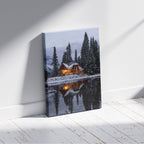 Christmas Lodge in the Snow - Framed Canvas Wall Art Print | House Prints