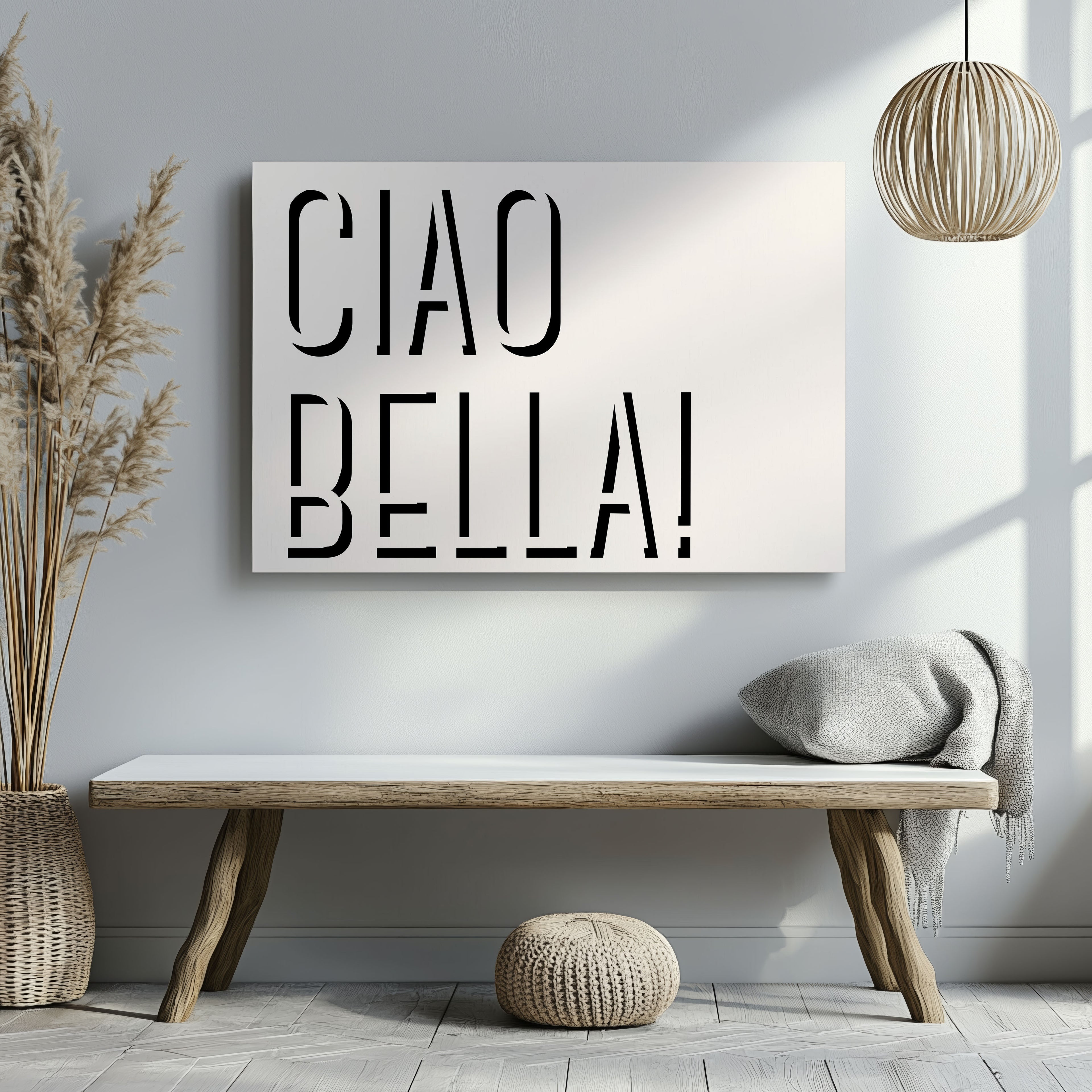 Ciao Bella Bold Typography Quote - Framed Canvas Wall Art Print | House Prints