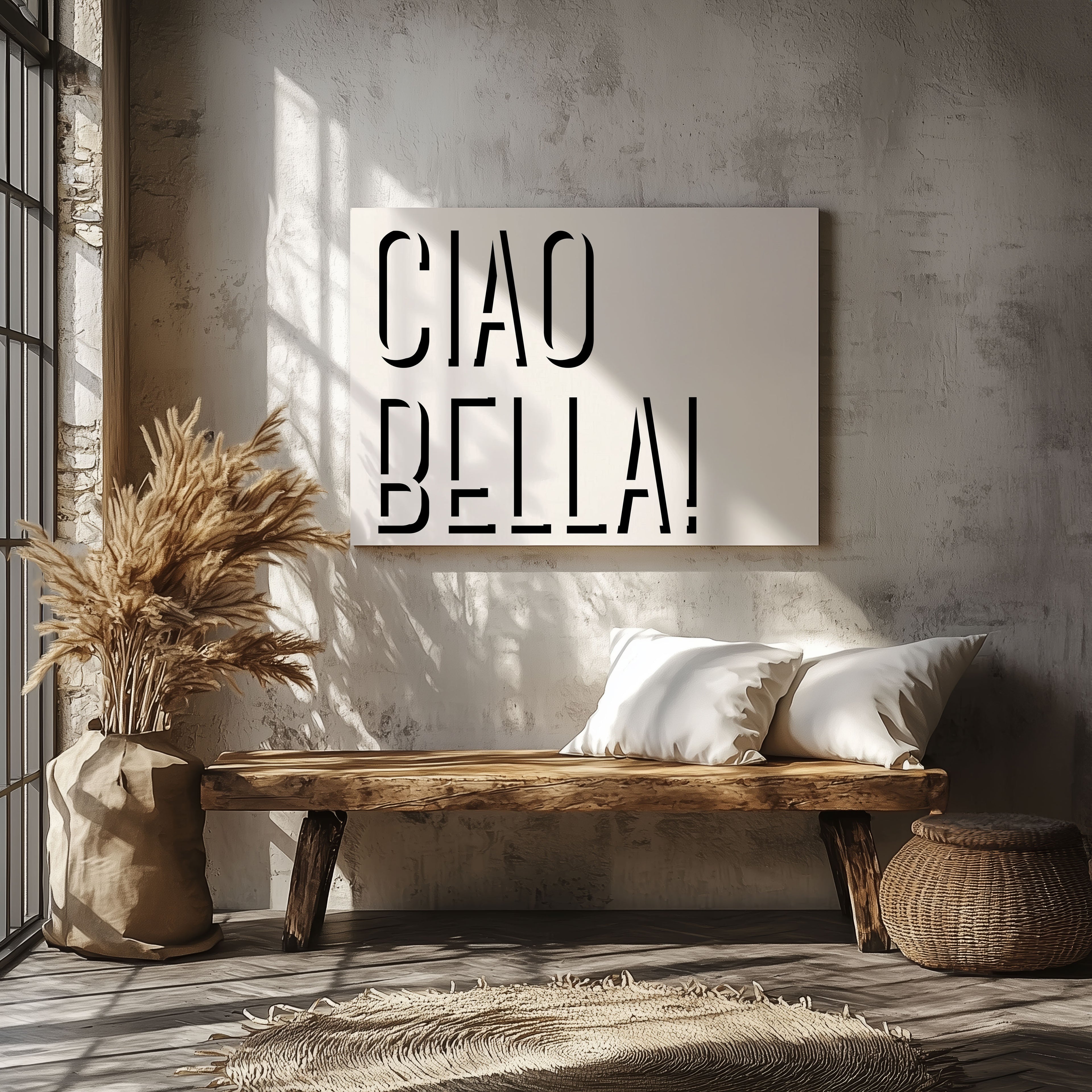 Ciao Bella Bold Typography Quote - Framed Canvas Wall Art Print | House Prints