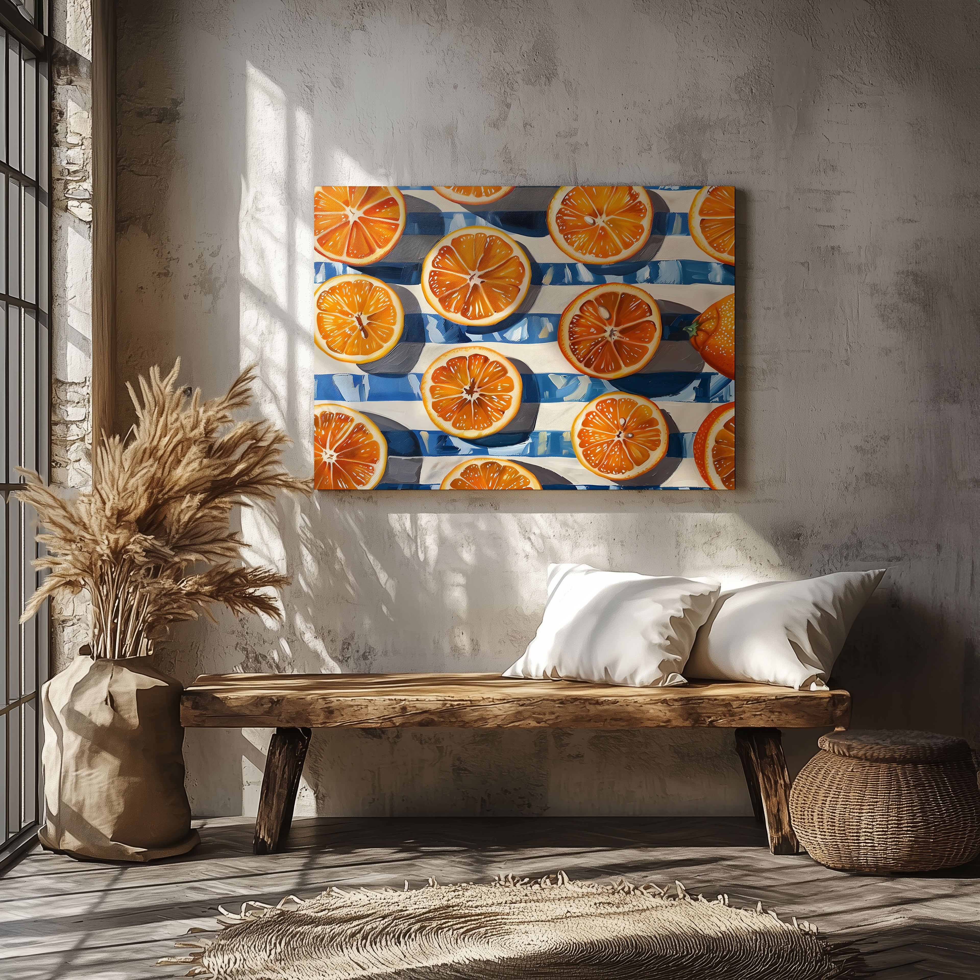 Orange Citrus Symphony in the Sunlight - Framed Canvas Wall Art Print | House Prints