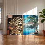 Classic Japanese Mount Fuji & Tiger Gallery Set of 2 - Framed Canvas Wall Art Prints