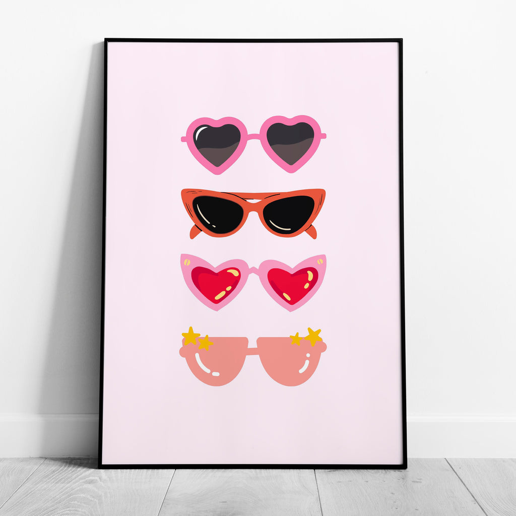 Classic Pink Girly Summer Sunglasses - Rolled Poster Wall Art Print | House Prints