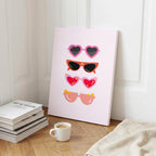 Classic Pink Girly Summer Sunglasses - Framed Canvas Wall Art Print | House Prints