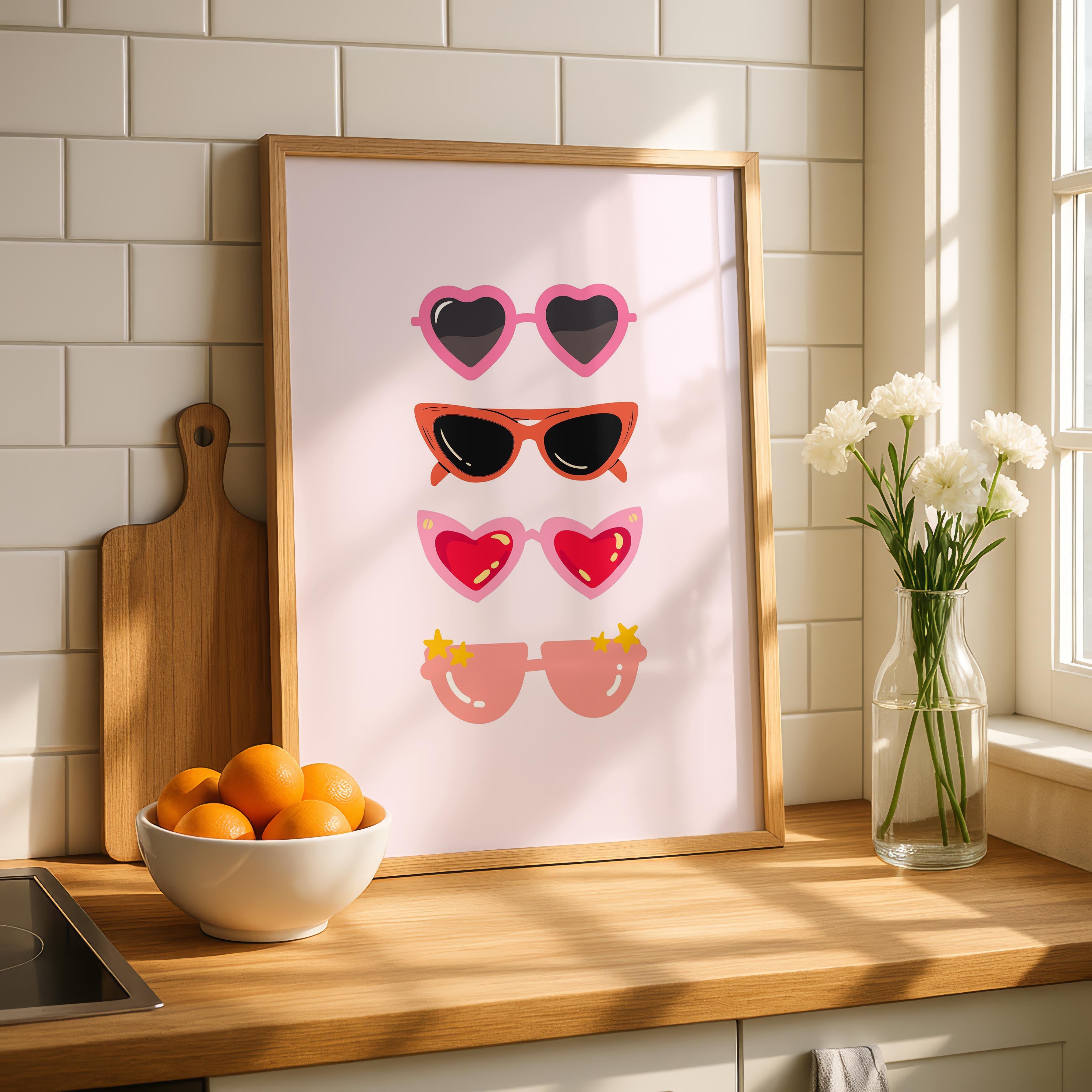 Classic Pink Girly Summer Sunglasses - Rolled Poster Wall Art Print | House Prints