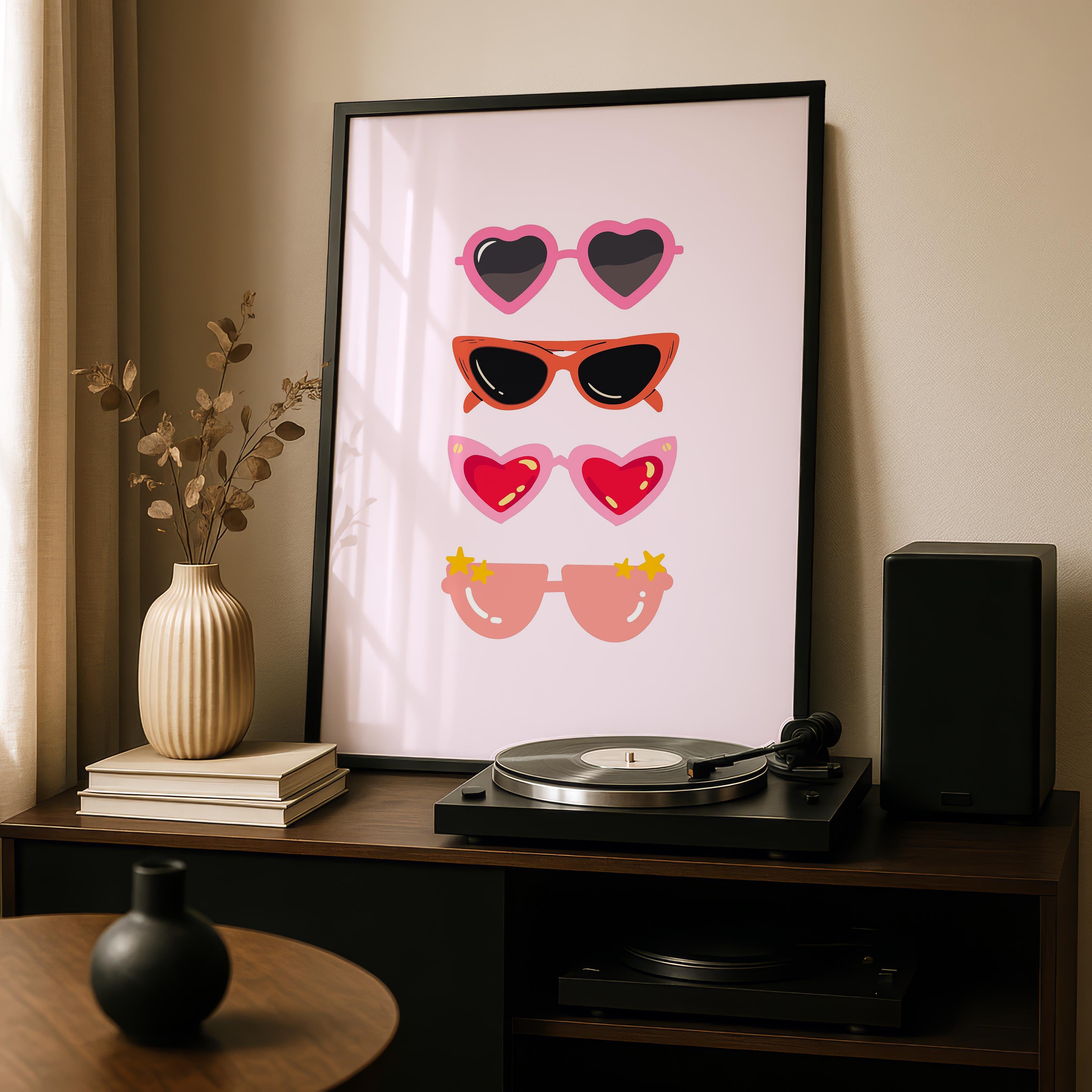 Classic Pink Girly Summer Sunglasses - Rolled Poster Wall Art Print | House Prints