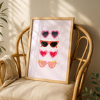 Classic Pink Girly Summer Sunglasses - Rolled Poster Wall Art Print | House Prints