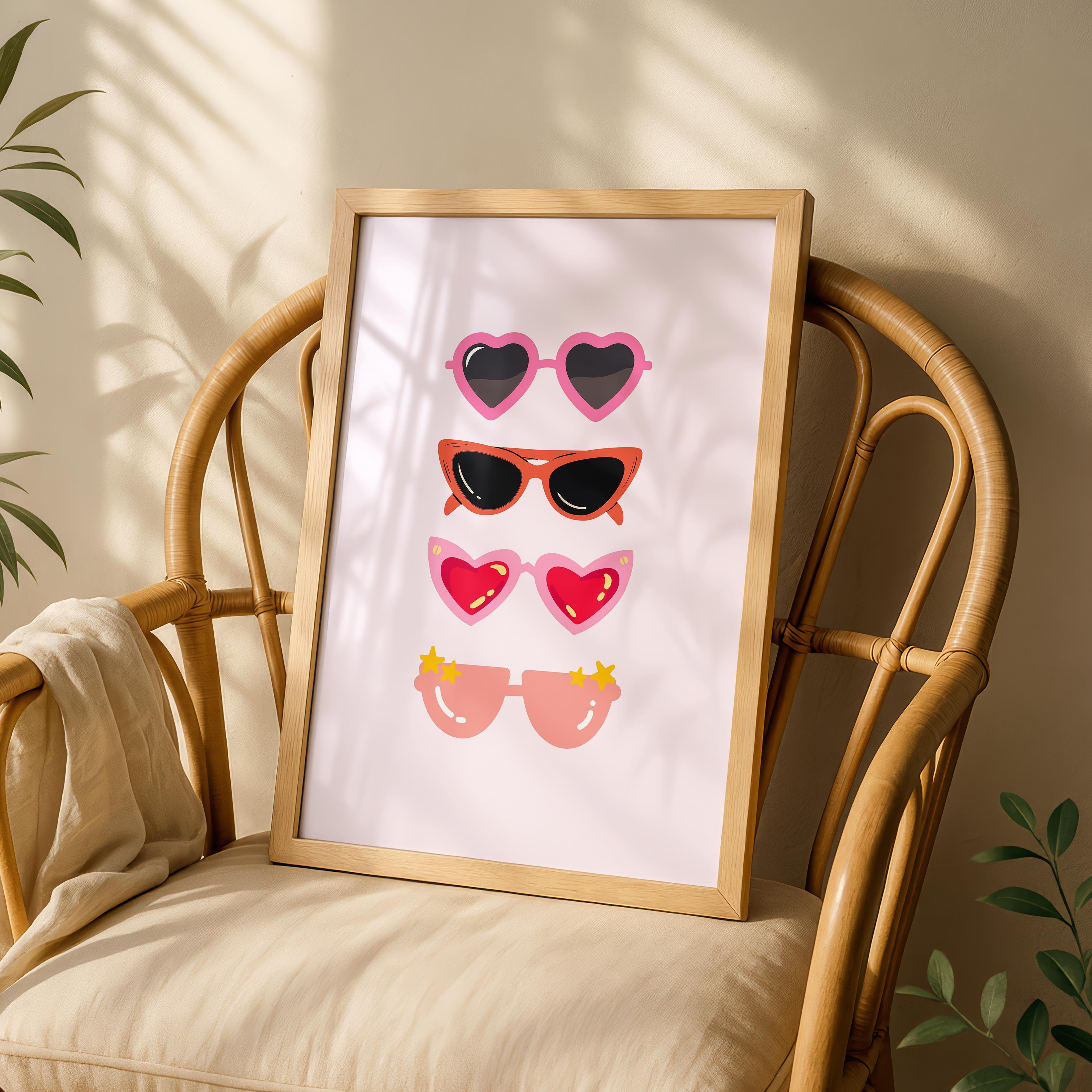 Classic Pink Girly Summer Sunglasses - Rolled Poster Wall Art Print | House Prints