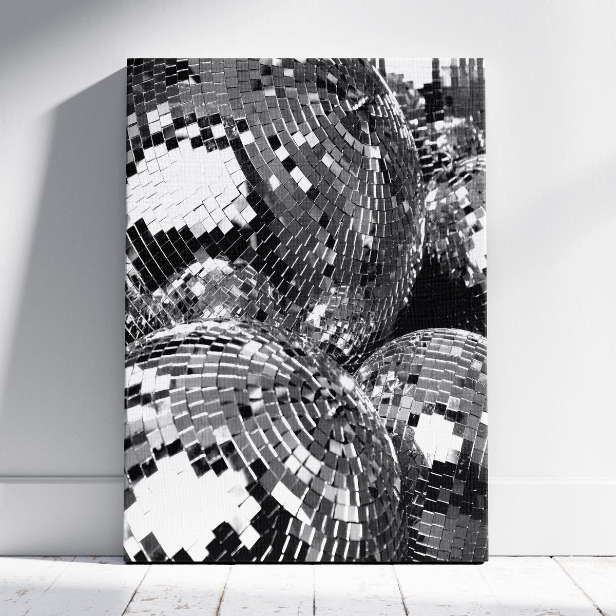 Classic Silver Party Disco Balls - Framed Canvas Wall Art Print | House Prints