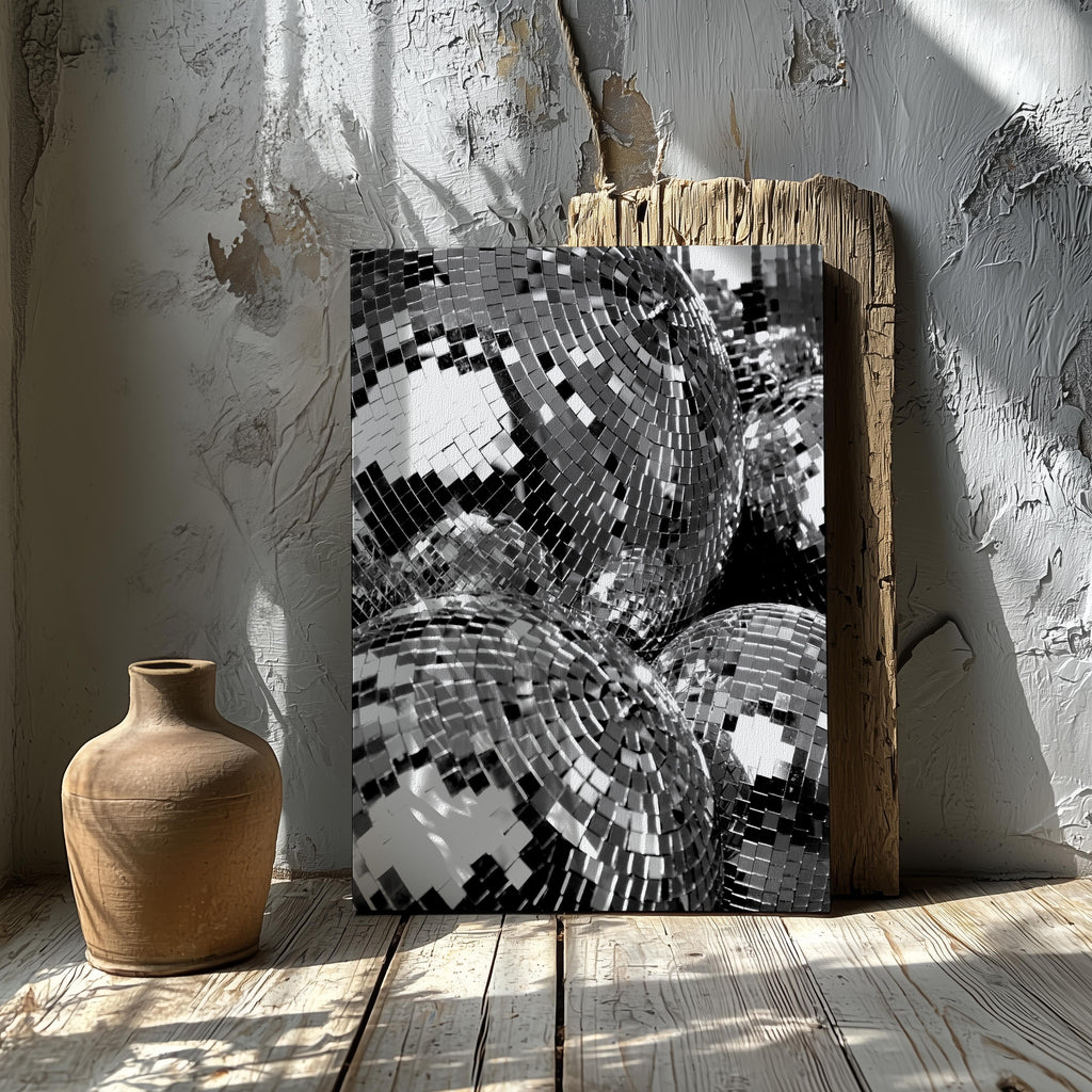 Classic Silver Party Disco Balls - Framed Canvas Wall Art Print | House Prints