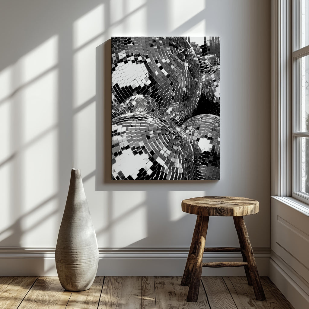 Classic Silver Party Disco Balls - Framed Canvas Wall Art Print | House Prints