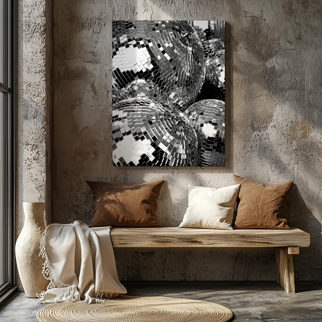 Classic Silver Party Disco Balls - Framed Canvas Wall Art Print | House Prints