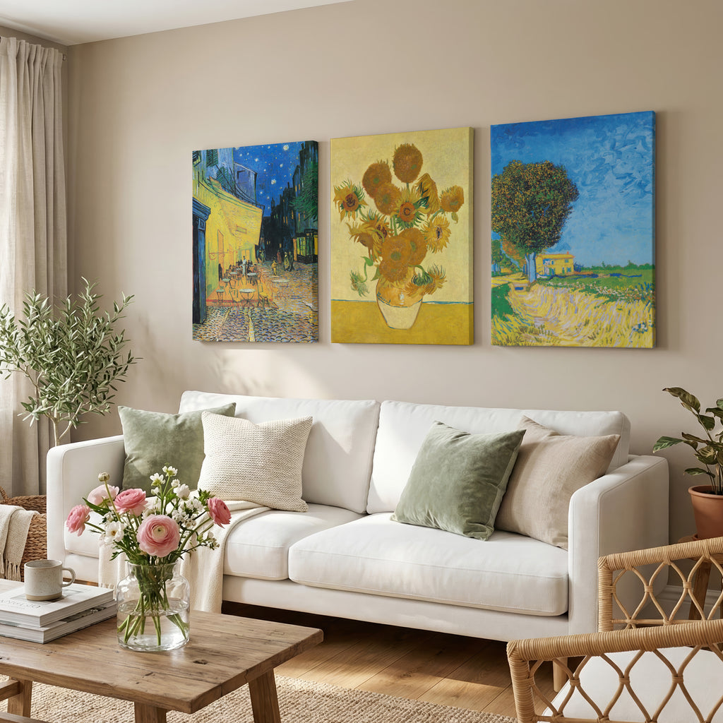 Classic Vincent van Gogh Gallery Set of 3 - Framed Canvas Wall Art Prints | House Prints