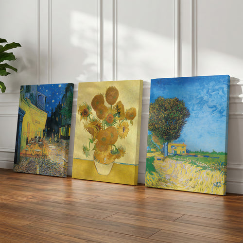 Classic Vincent van Gogh Gallery Set of 3 - Framed Canvas Wall Art Prints | House Prints