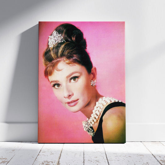 Classic Audrey Hepburn Vintage Portrait  - Framed Canvas Wall Art Print - House Prints