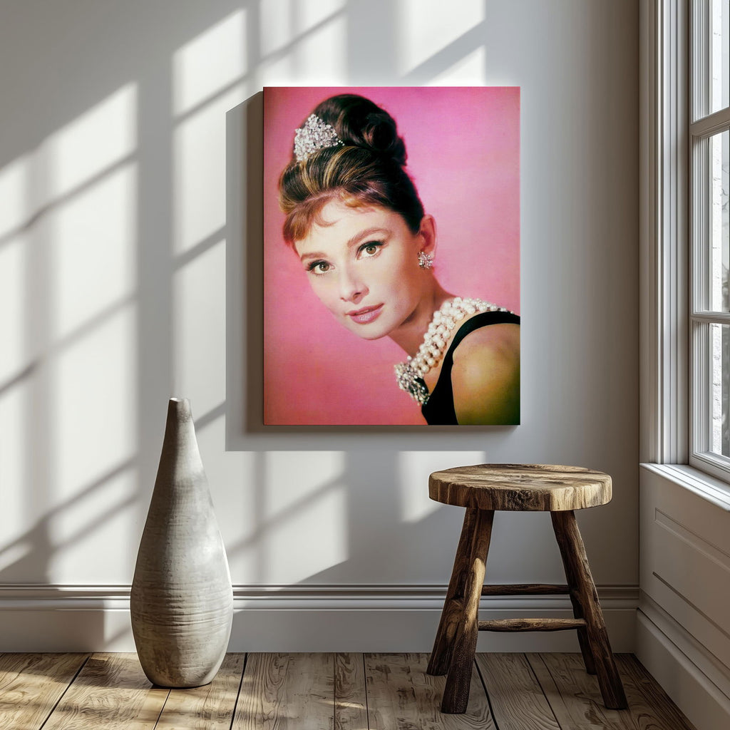 Classic Audrey Hepburn Vintage Portrait - Framed Canvas Wall Art Print | House Prints