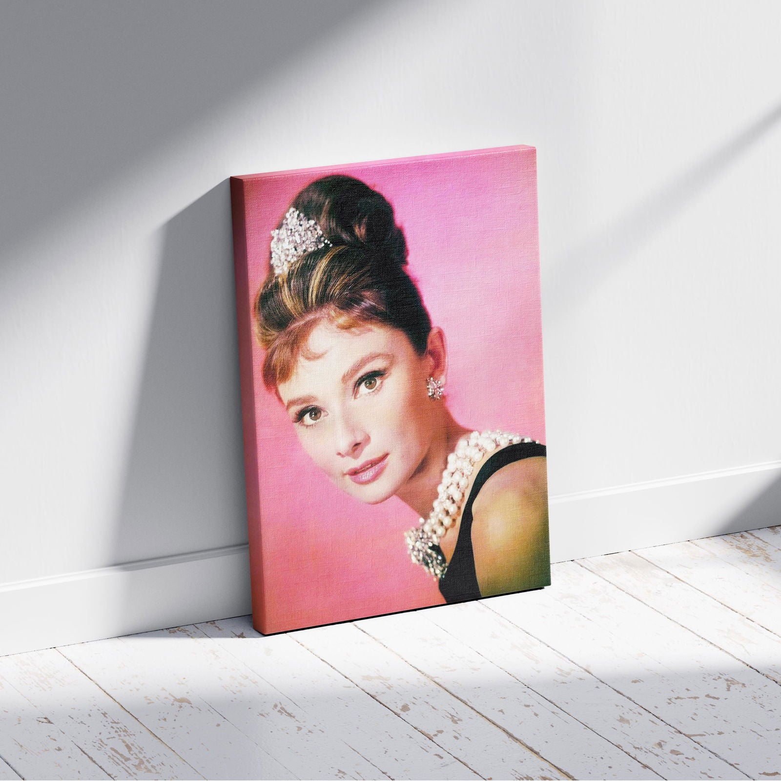 Classic Audrey Hepburn Vintage Portrait  - Framed Canvas Wall Art Print - House Prints