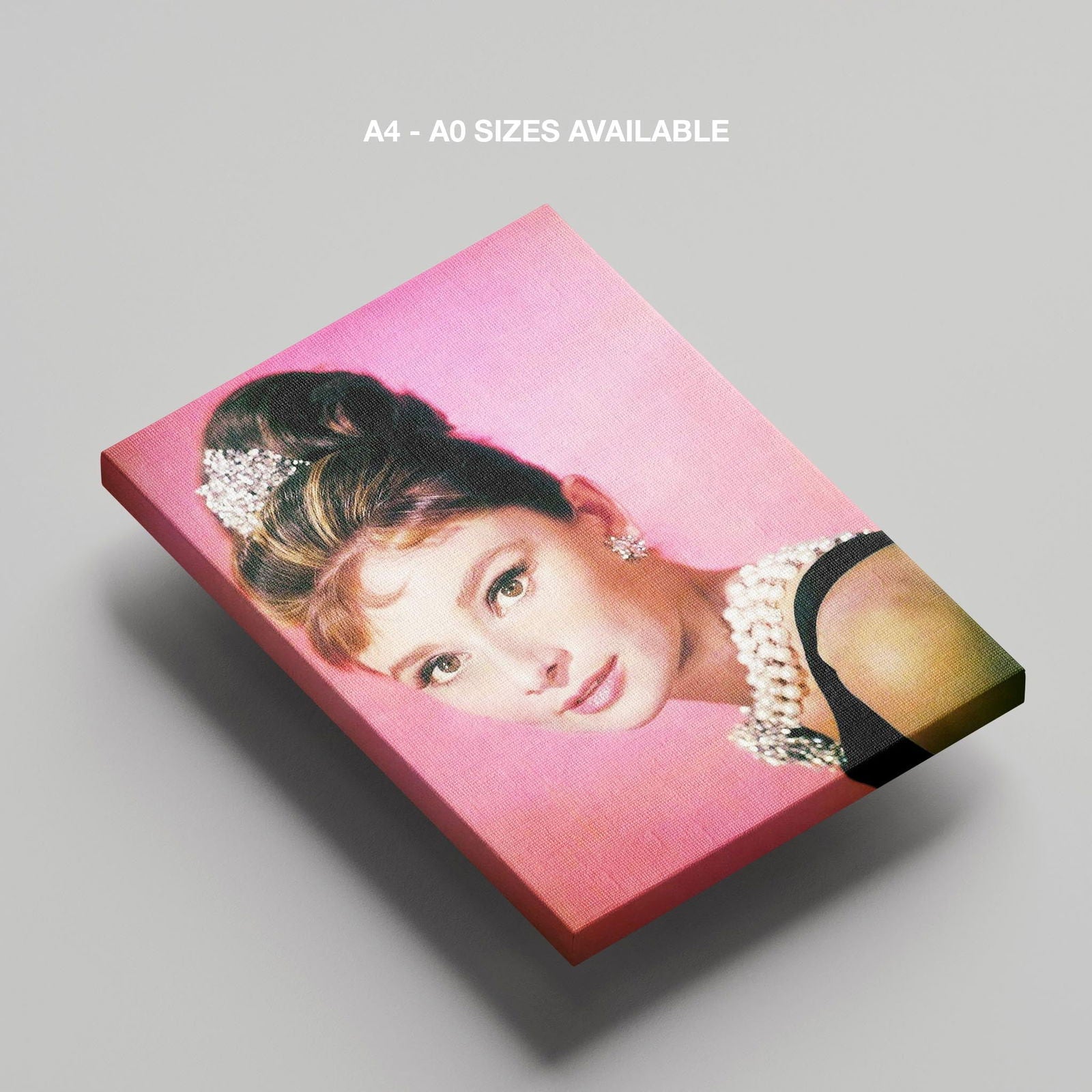 Classic Audrey Hepburn Vintage Portrait  - Framed Canvas Wall Art Print - House Prints
