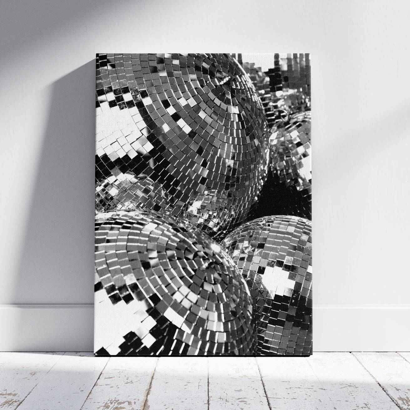 Classic Silver Party Disco Balls - Framed Canvas Wall Art Print | House Prints