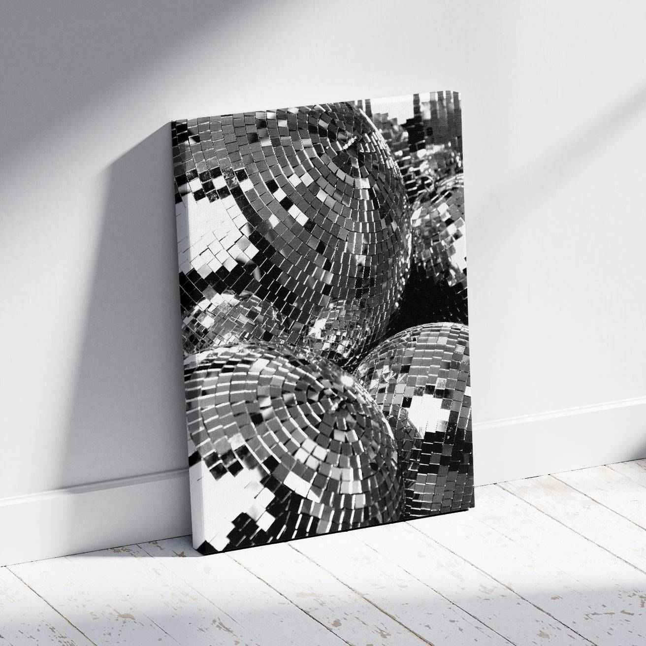 Classic Silver Party Disco Balls - Framed Canvas Wall Art Print | House Prints