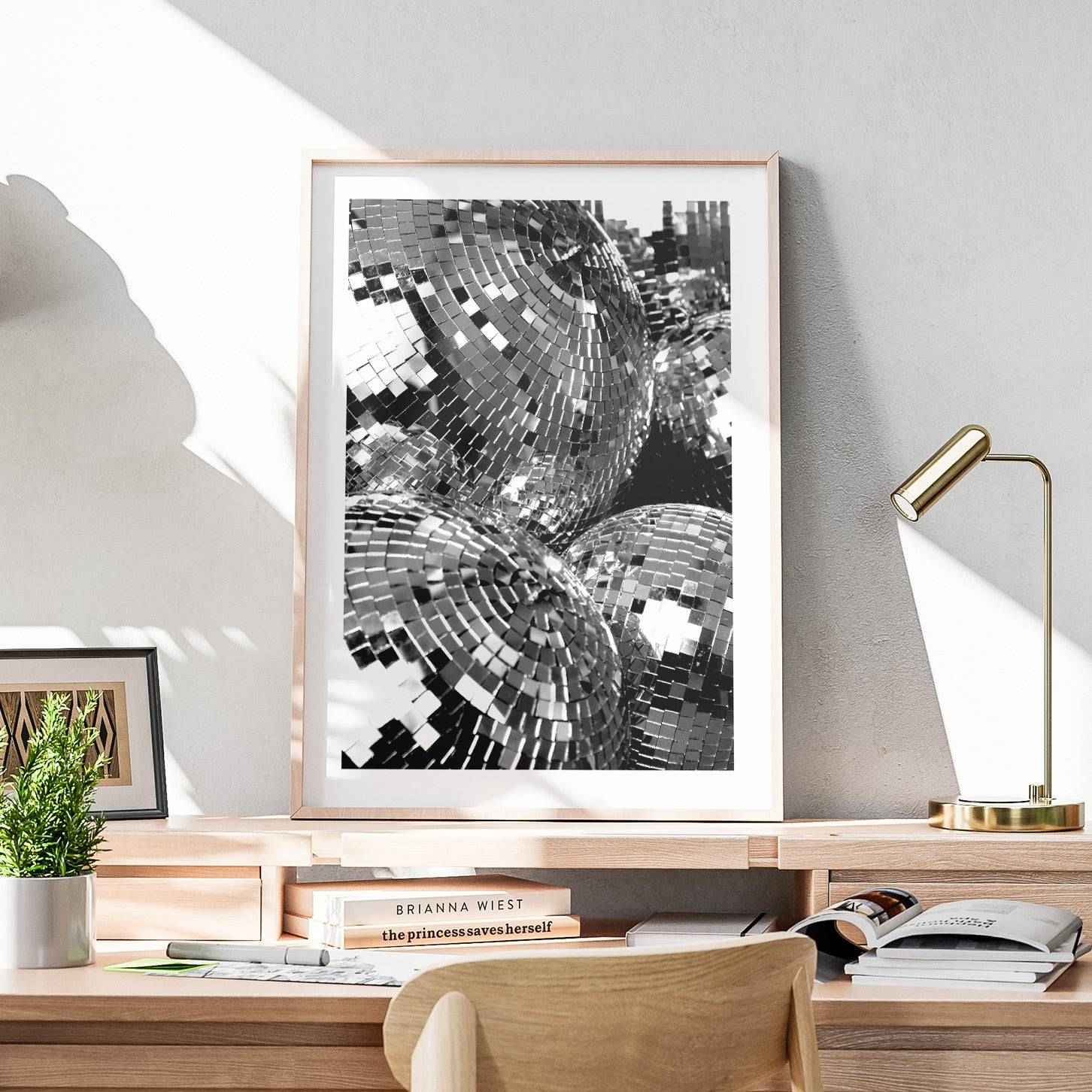 Classic Silver Party Disco Balls - Rolled Poster Wall Art Print | House Prints