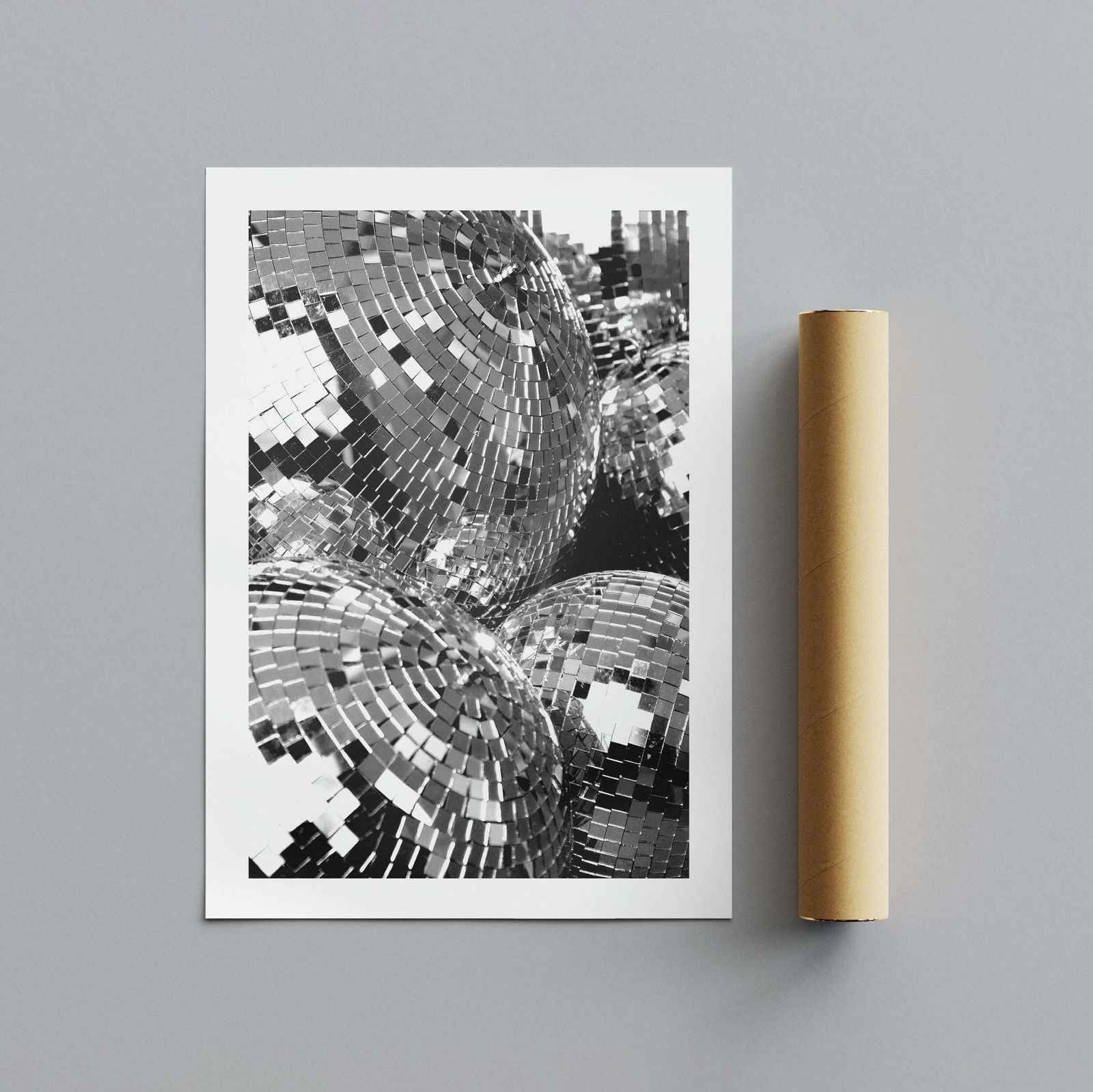 Classic Silver Party Disco Balls - Rolled Poster Wall Art Print | House Prints