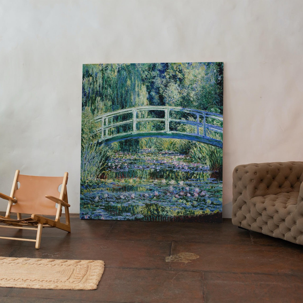 Water Lilies and Japanese Bridge - Claude Monet - Framed Canvas Wall Art Print | House Prints