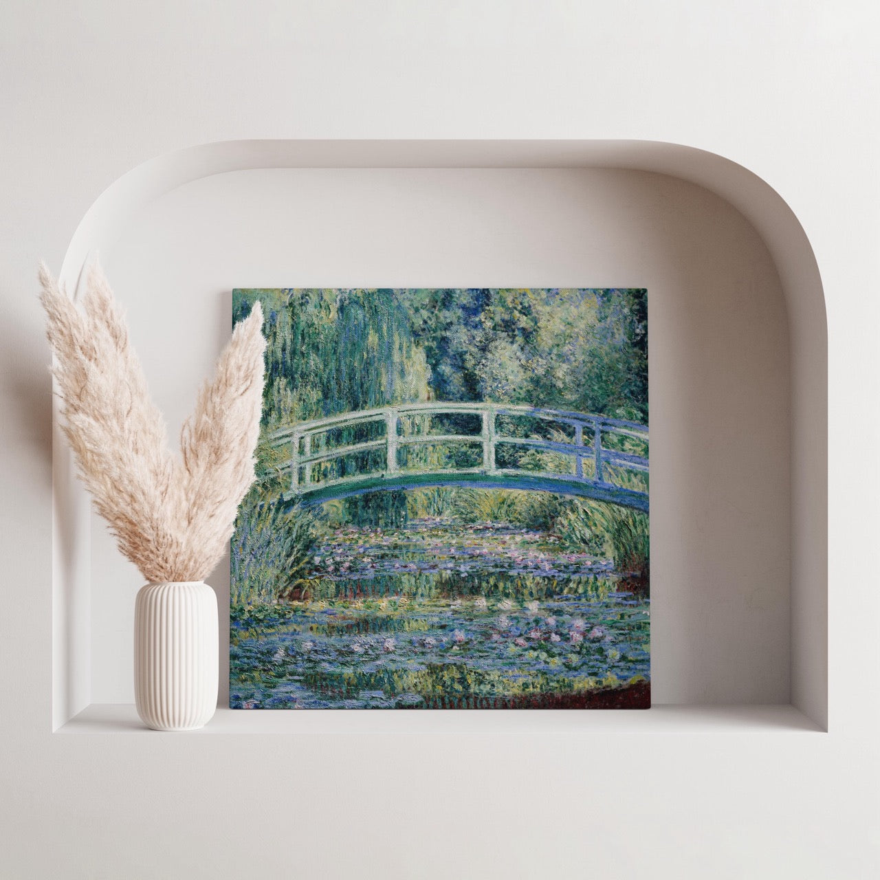 Water Lilies and Japanese Bridge - Claude Monet - Framed Canvas Wall Art Print - House Prints