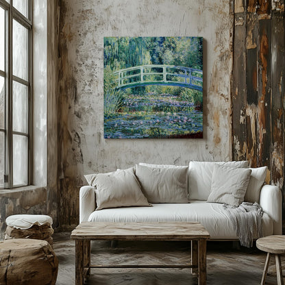Water Lilies and Japanese Bridge - Claude Monet - Framed Canvas Wall Art Print - House Prints