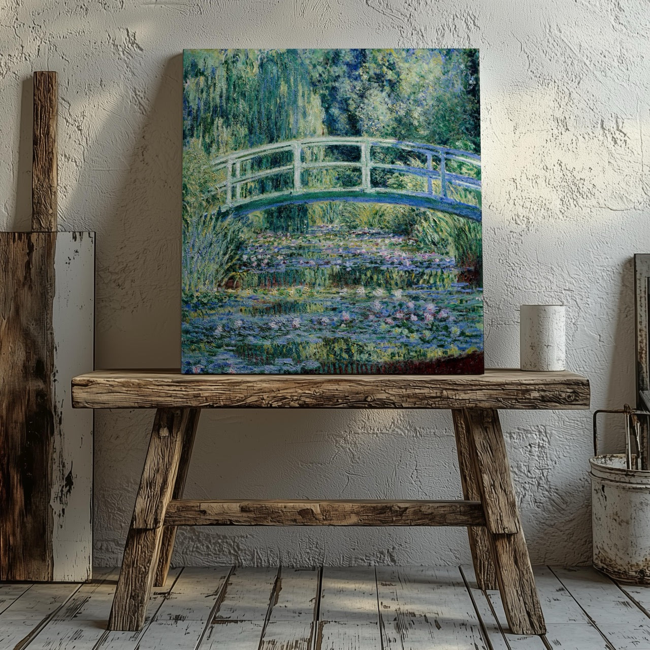 Water Lilies and Japanese Bridge - Claude Monet - Framed Canvas Wall Art Print - House Prints