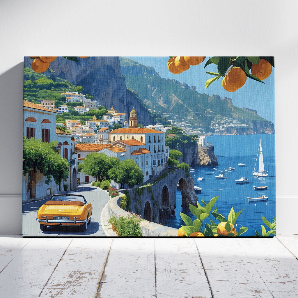 Coastal Drive Through Amalfi - Framed Canvas Wall Art Print | House Prints