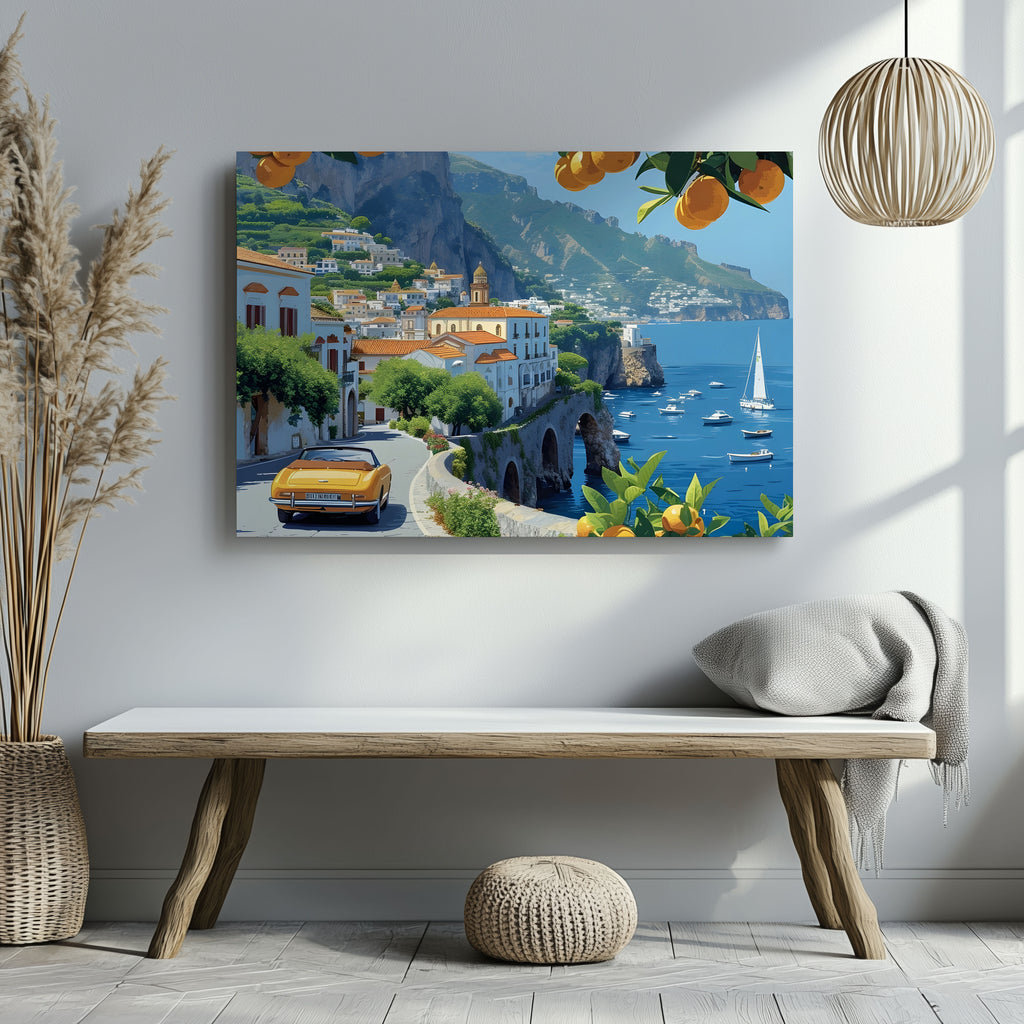 Coastal Drive Through Amalfi - Framed Canvas Wall Art Print | House Prints