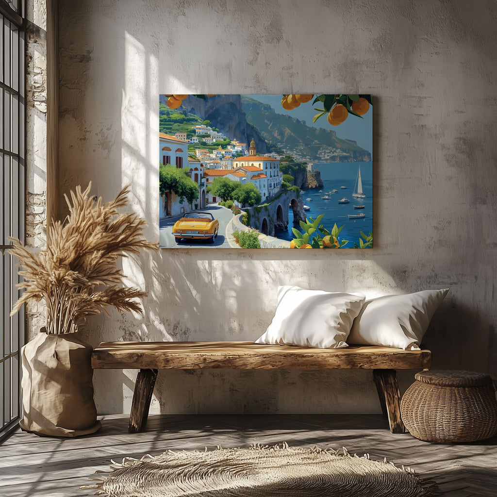 Coastal Drive Through Amalfi - Framed Canvas Wall Art Print | House Prints