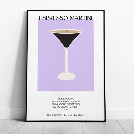 Classic Espresso Martini Cocktail Drink Recipe - Rolled Poster Wall Art Print - House Prints