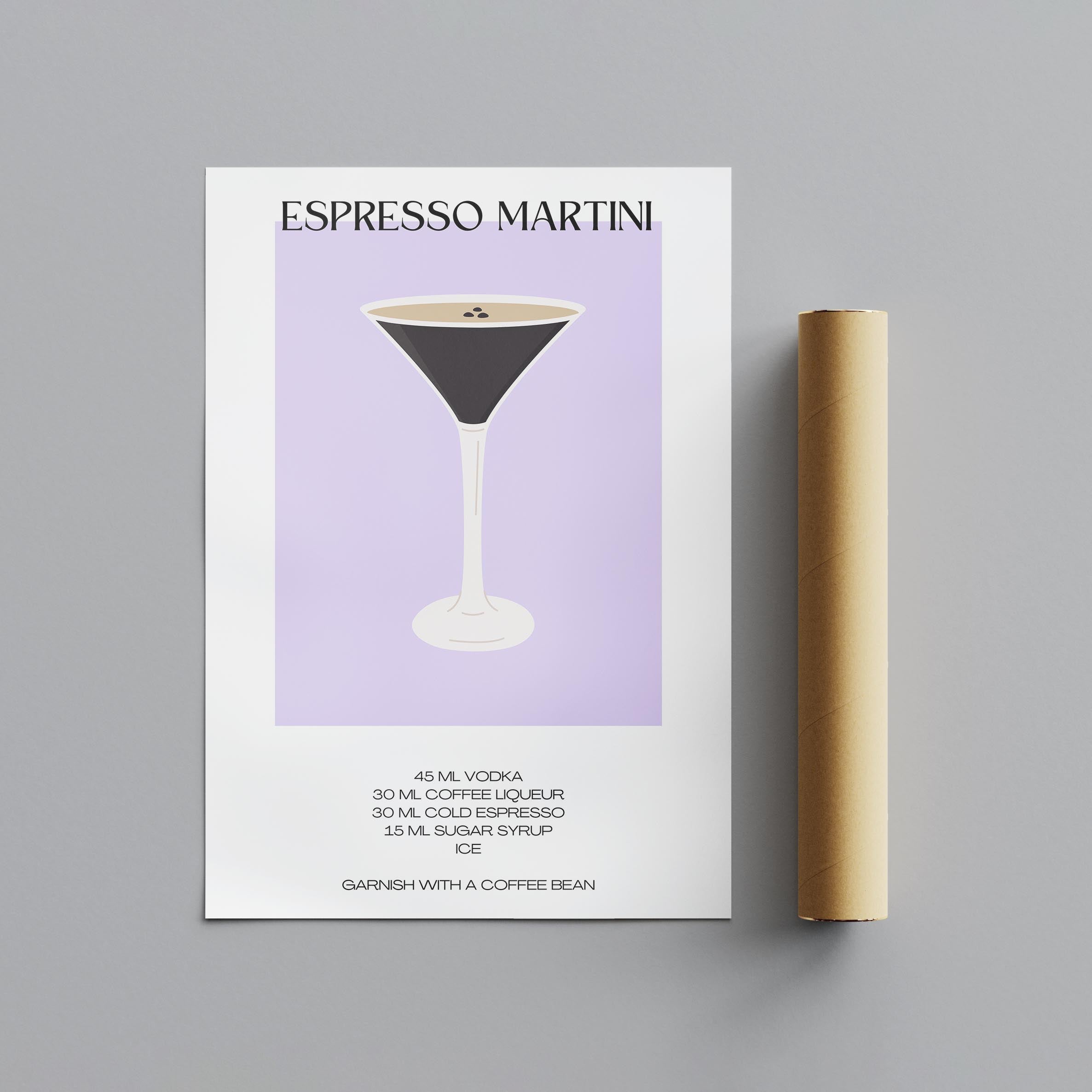 Classic Espresso Martini Cocktail Drink Recipe - Rolled Poster Wall Art Print | House Prints