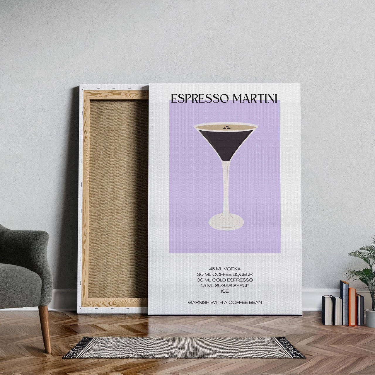 Retro Chic Espresso Martini Recipe - Framed Canvas Wall Art Print - House Prints