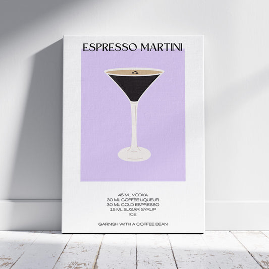 Retro Chic Espresso Martini Recipe - Framed Canvas Wall Art Print - House Prints